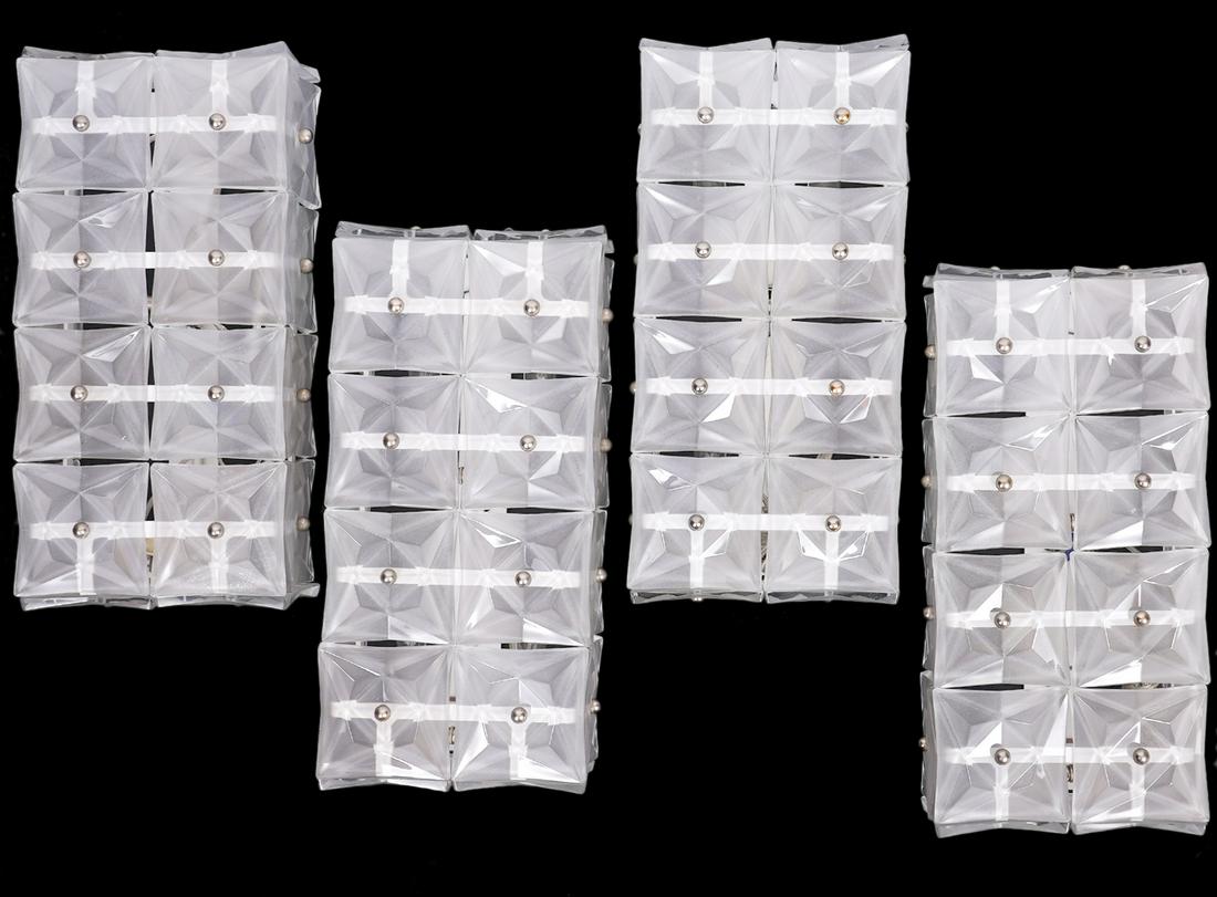 4 Italian Ice Glass Rectangular Wall Sconces (1 of 5)