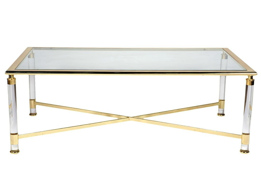 Mid-Century Brass, Lucite & Glass Coffee Table (1 of 5)