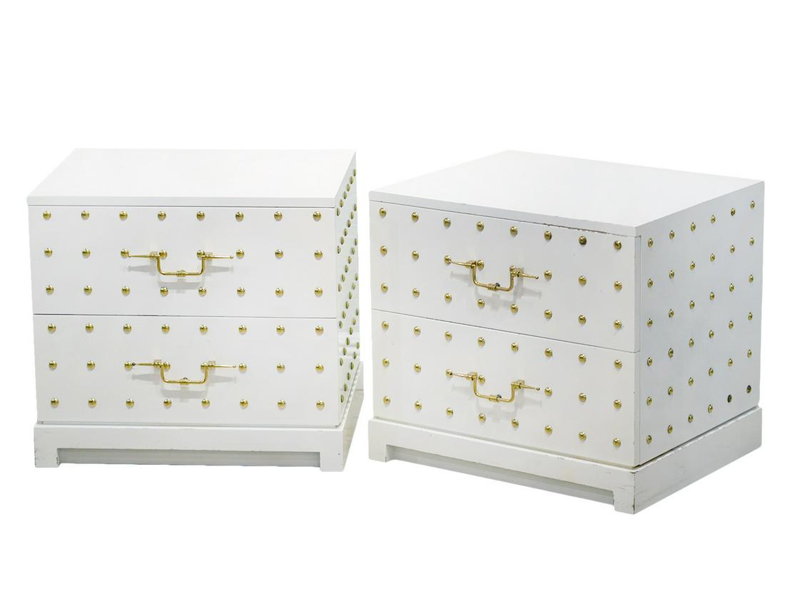 Pair Tommi Parzinger Studded Bedside Dressers (1 of 10)
