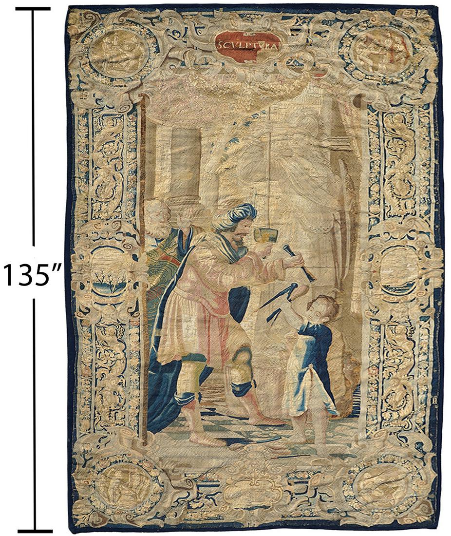 17/18th C. Large Flemish Tapestry 'SCVLPTVRA' (1 of 14)