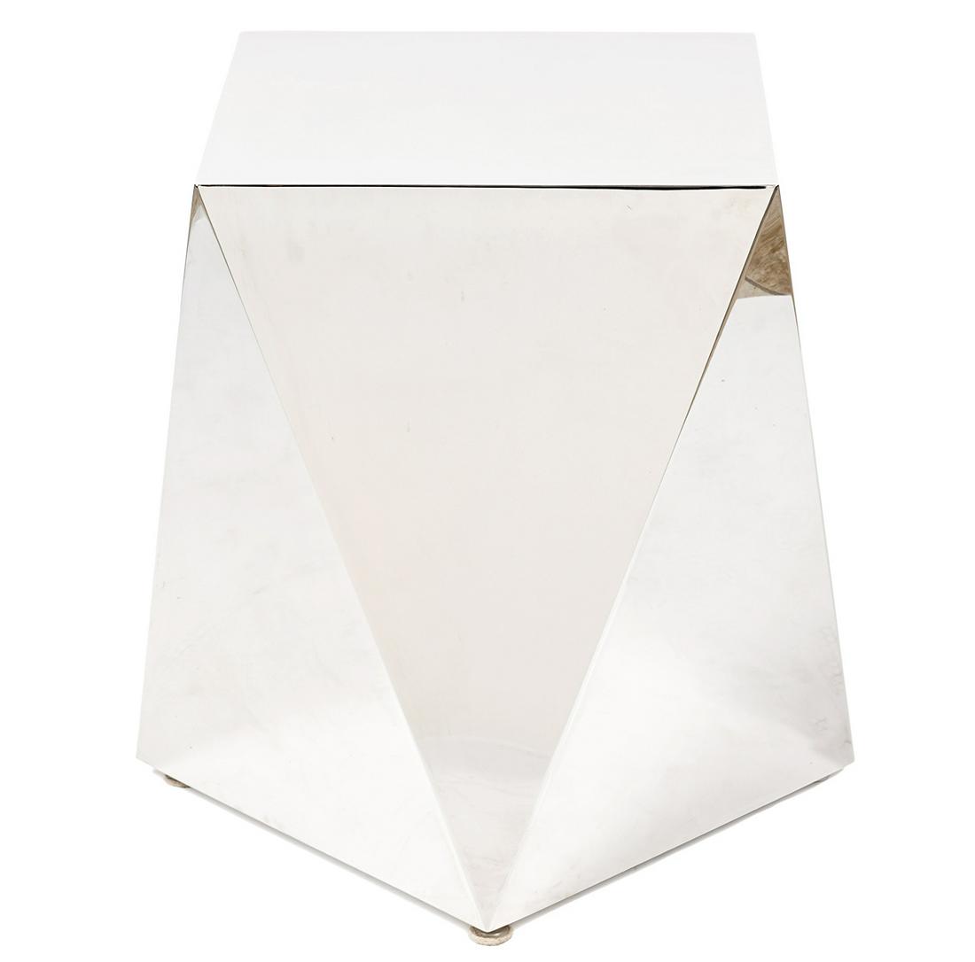Faceted 8 Sided Chrome End Table (1 of 4)