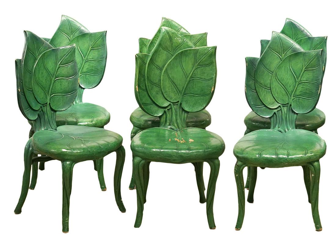 6 Hand Carved Bartolozzi & Maioli Leaf Chairs (1 of 9)