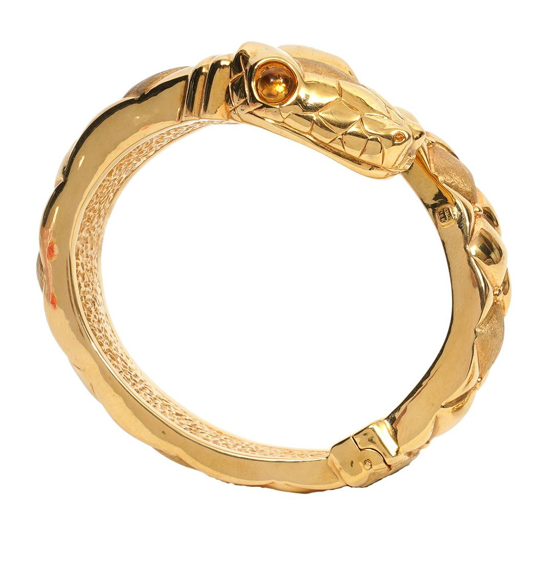 18K YG & Citrine Snake Hinged Bracelet (1 of 6)