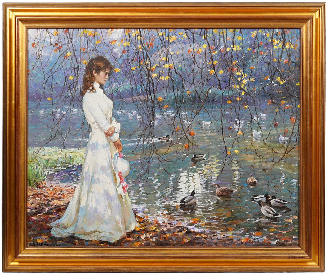 Guan Zeju 'Autumn Reflection' Oil Painting (1 of 13)