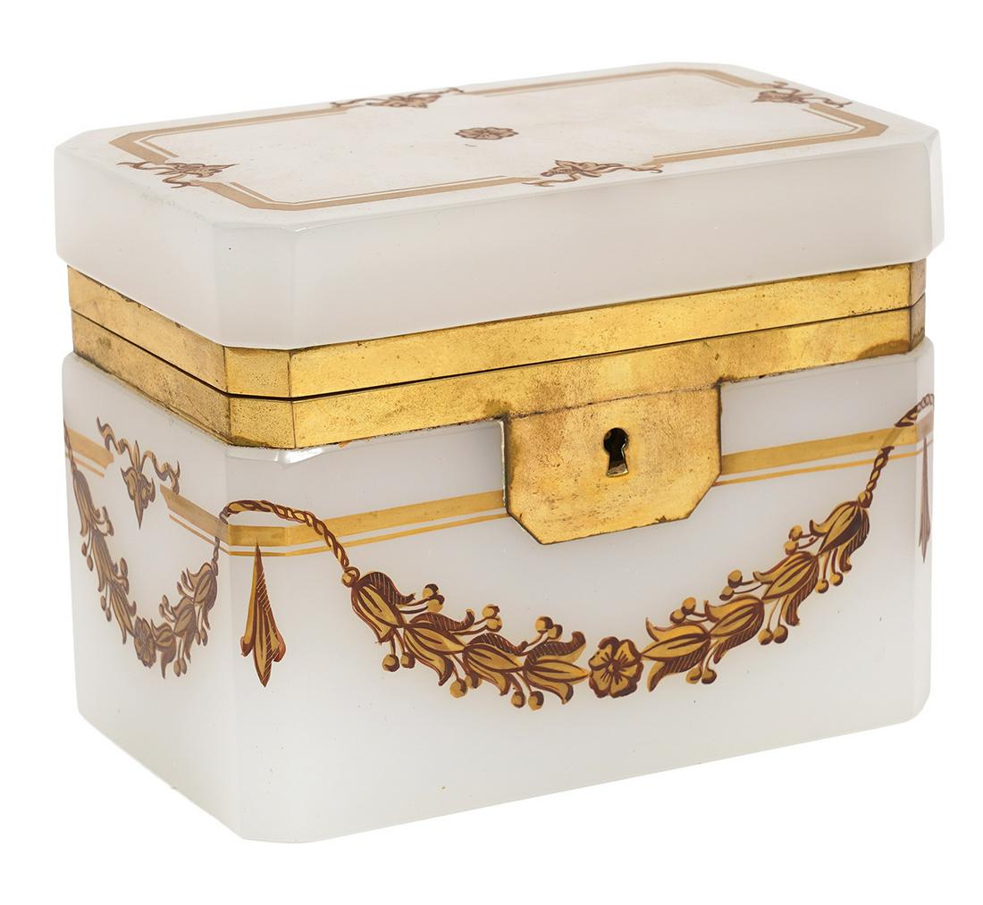 French Gilt Painted Opaque Opaline Glass Box (1 of 8)