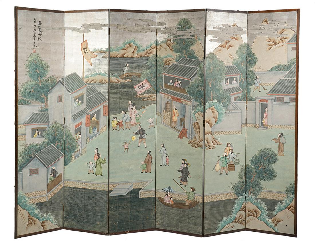6 Panel Hand Painted Wallpaper Chinese Screen (1 of 13)