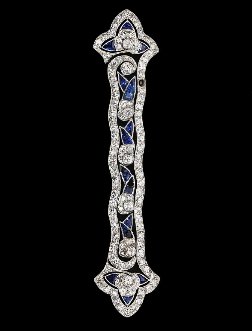 Art Deco Platinum, Diamond & Sapphire Pendant (1 of 6)