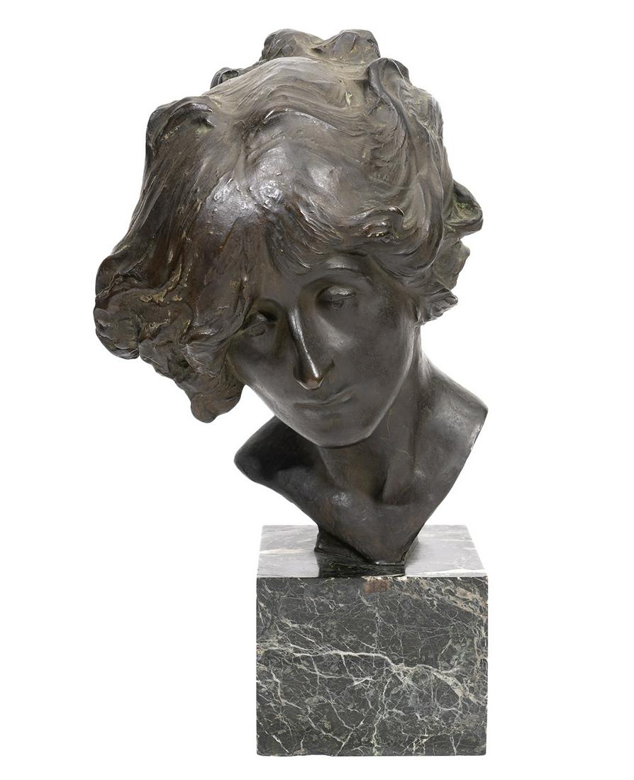 Janet Scudder Bronze Bust on Marble Base (1 of 10)
