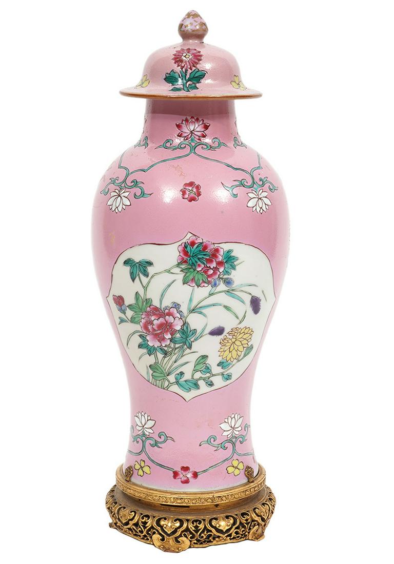 Pink Chinese Famille Rose Lidded Vase (1 of 20)