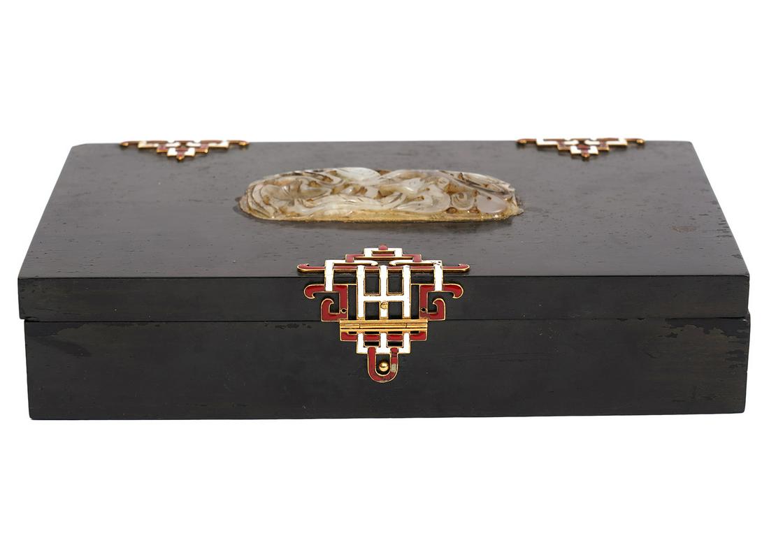 French Art Deco Box with Carved Jade on Lid (1 of 19)