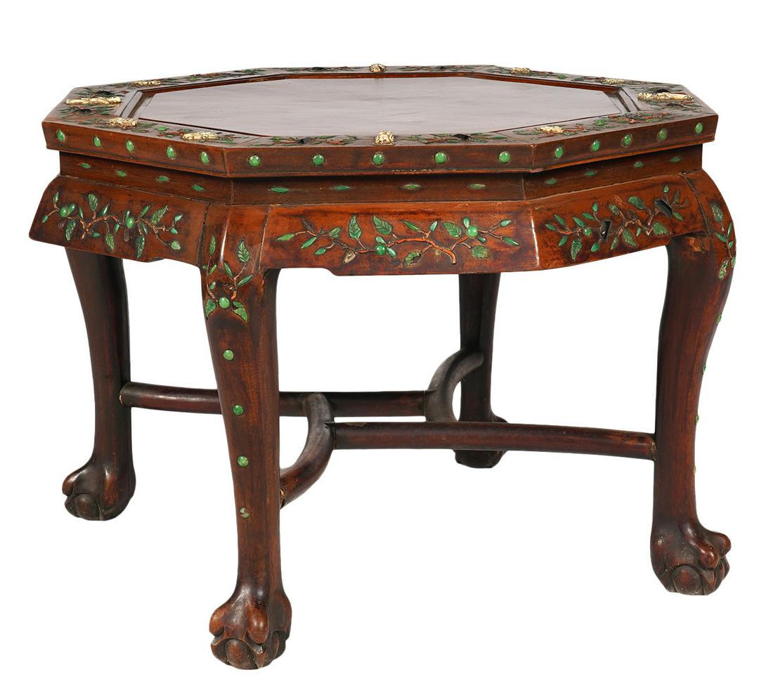 Chinese Octagonal Low Table with Hardstone Insets (1 of 7)