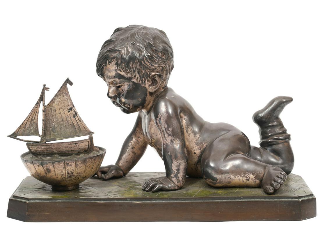 E. Villanis 'Enfant Jouant Avec Un Bateau' Bronze (1 of 12)