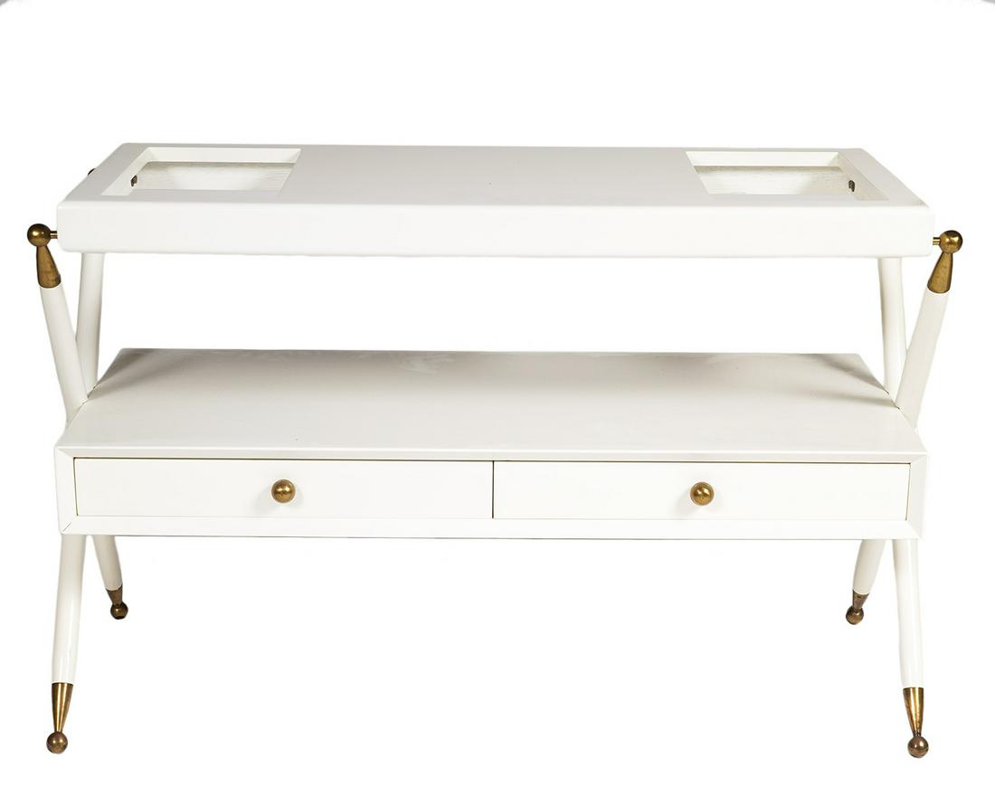 Vintage Gio Ponti Style 2 Tier White Lacquer Table (1 of 9)