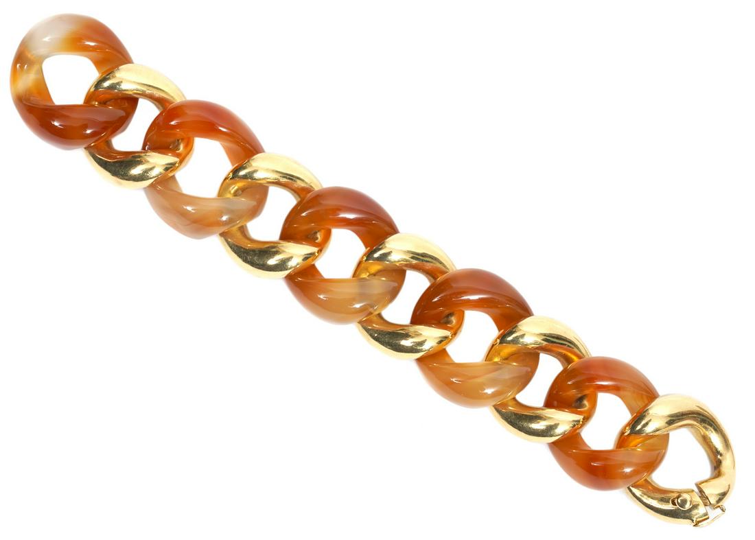 Seamann Schepps 18K YG Carnelian Link Bracelet (1 of 6)