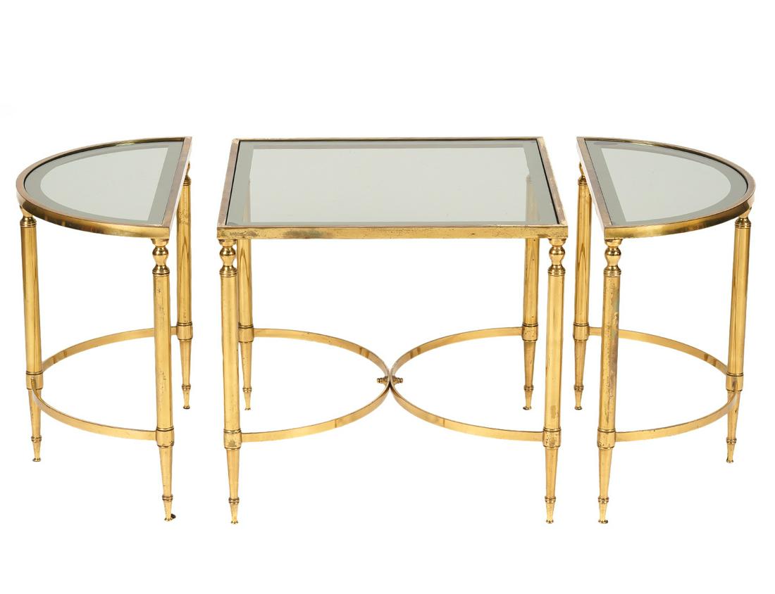 Maison Bagues Style Tripartite Brass Coffee Table (1 of 6)