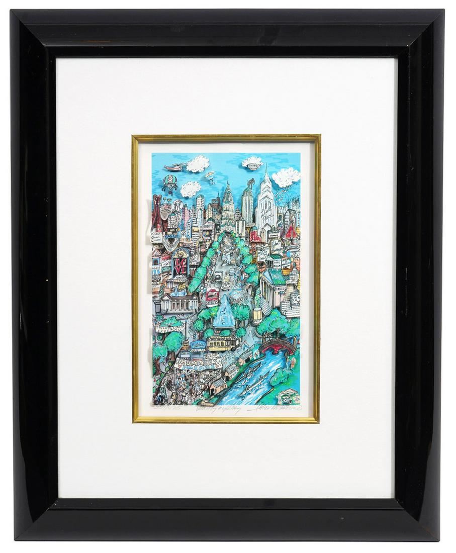 Charles Fazzino 'Philly by Day' 3-D Pop Art: Charles Fazzino, American (Born 1955). 'Philly by Day' 3-D pop art sculpture featuring the famous city of Philadelphia. Signed, titled and numbered 251/275 on bottom. Measures 20.25"H x 16.25"W framed