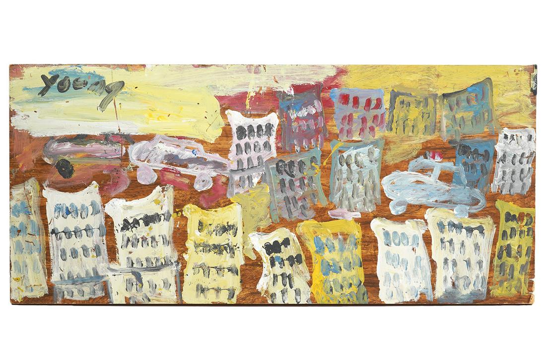 Purvis Young 'City Life' Oil on Board (1 of 7)