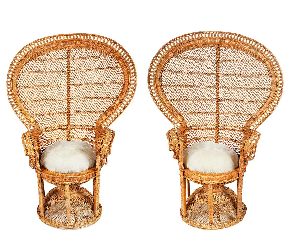 Pr. 'Emmanuelle' Style Peacock Wicker Chairs (1 of 10)