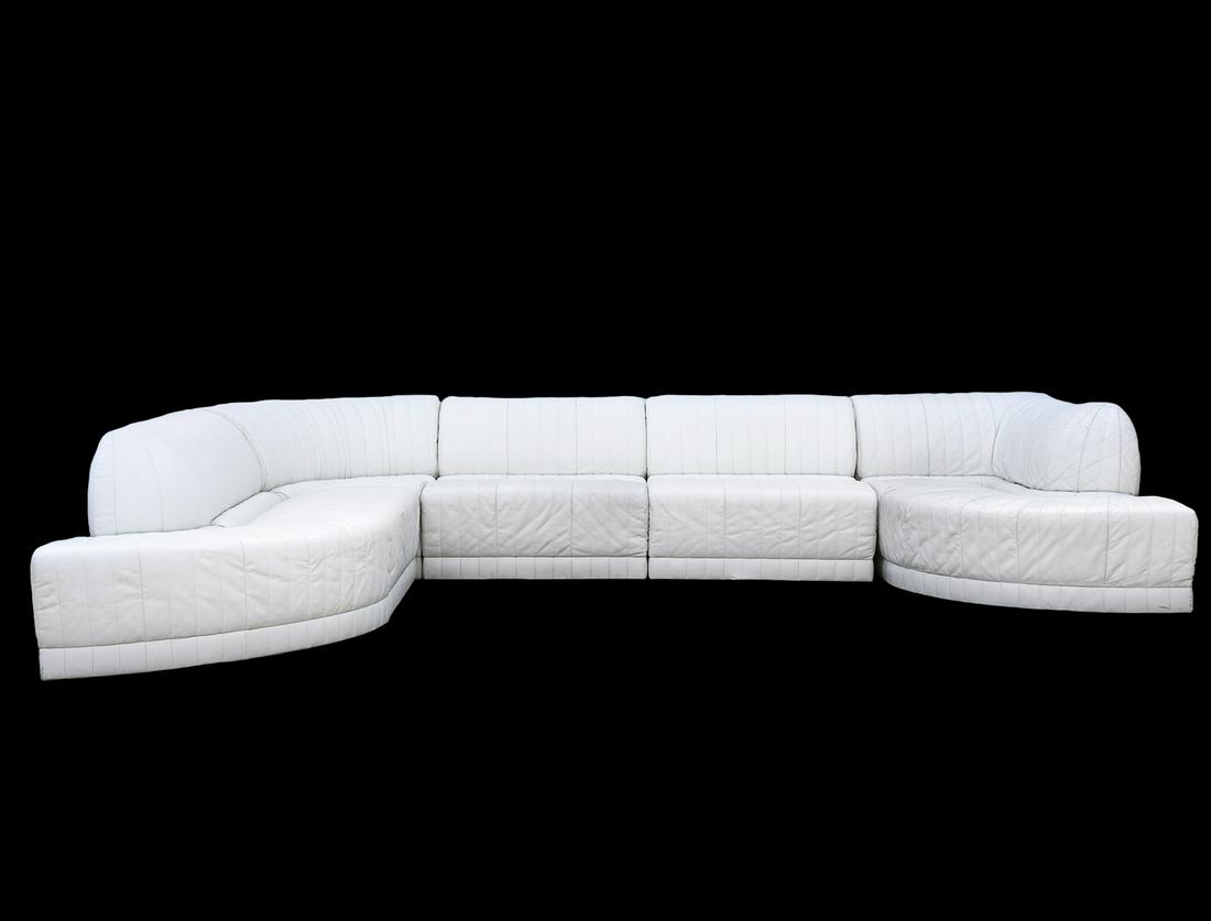 Vintage White Leather Roche Bobois Sectional Sofa (1 of 14)