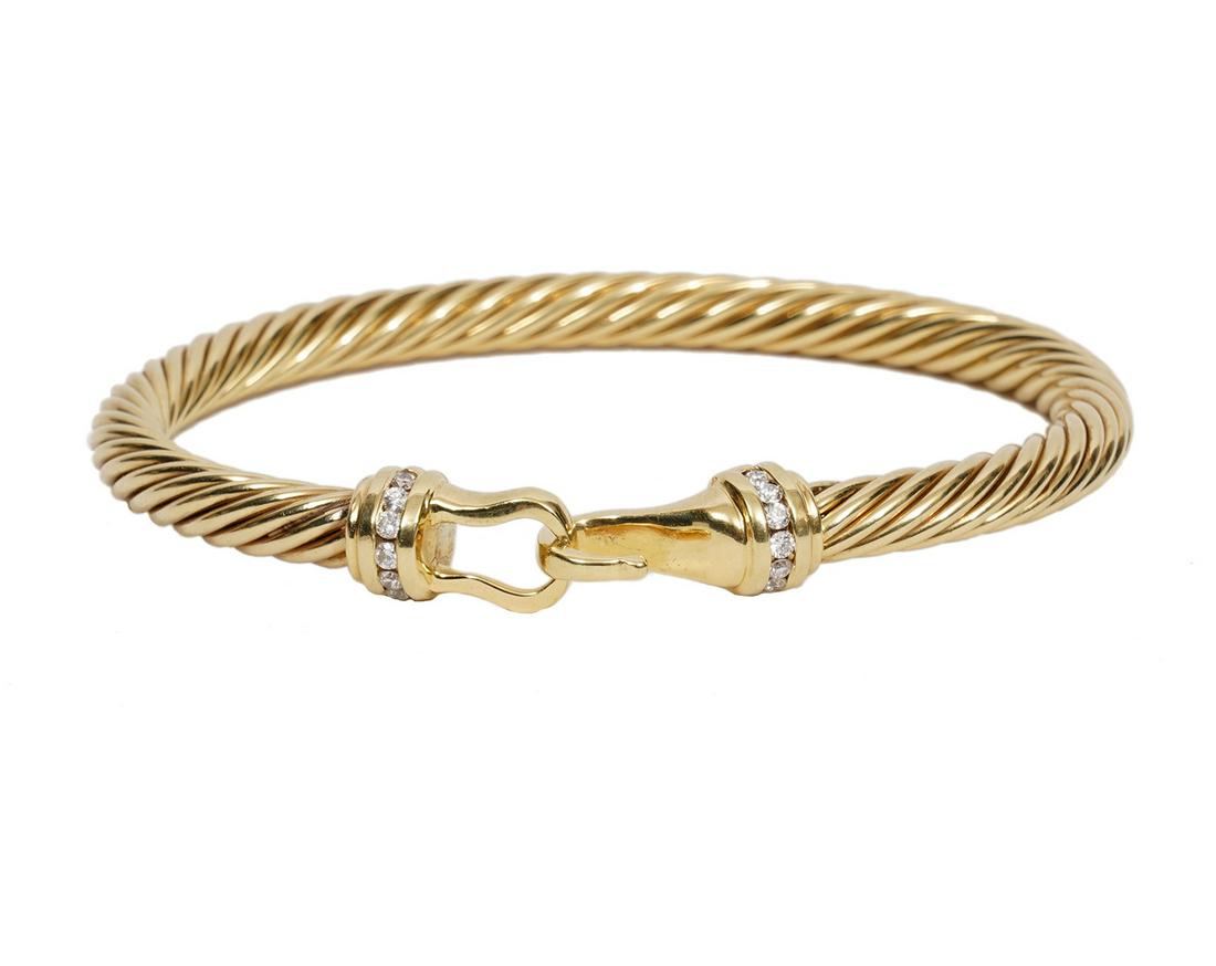 David Yurman 18K YG & Diamond Cable Bracelet (1 of 7)