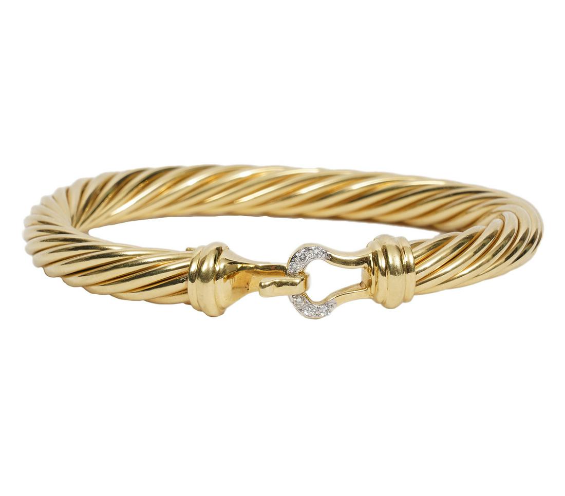 David Yurman 18K YG & Diamond Cable Bracelet (1 of 6)