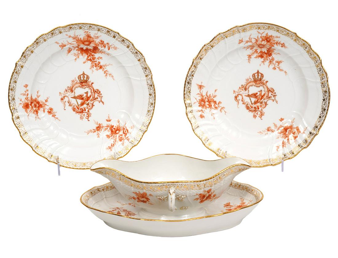 3 Pcs. KPM RW Porcelain 2 Plates & Gravy Boat (1 of 7)