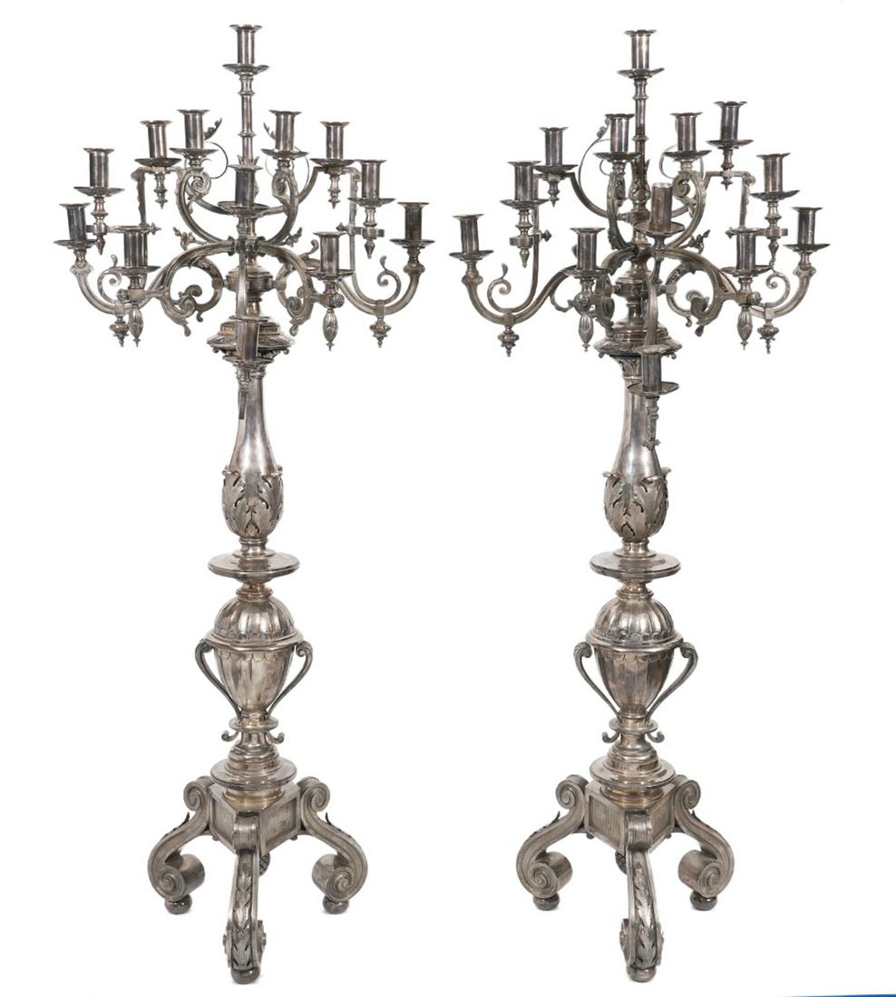 LARGE Pr. 19th C. Italian Silverplated Candelabras (1 of 11)