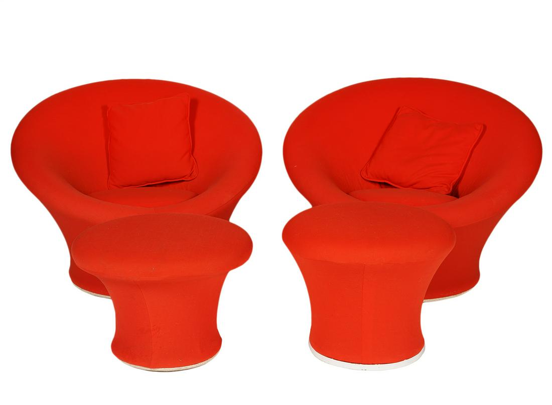 Pr. Pierre Paulin 'Mushroom' Chairs & Ottomans (1 of 7)
