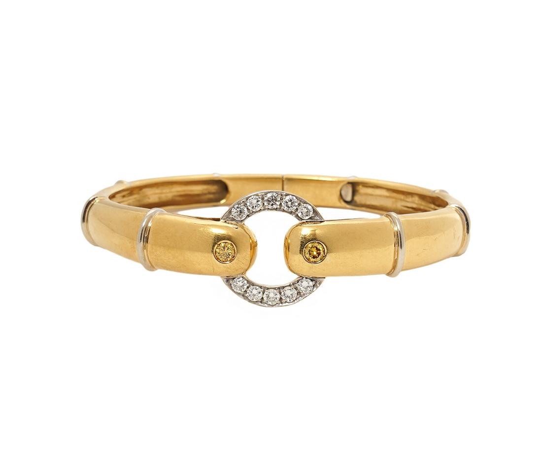 Contemporary 18K YG & Colored Diamond Bangle (1 of 7)
