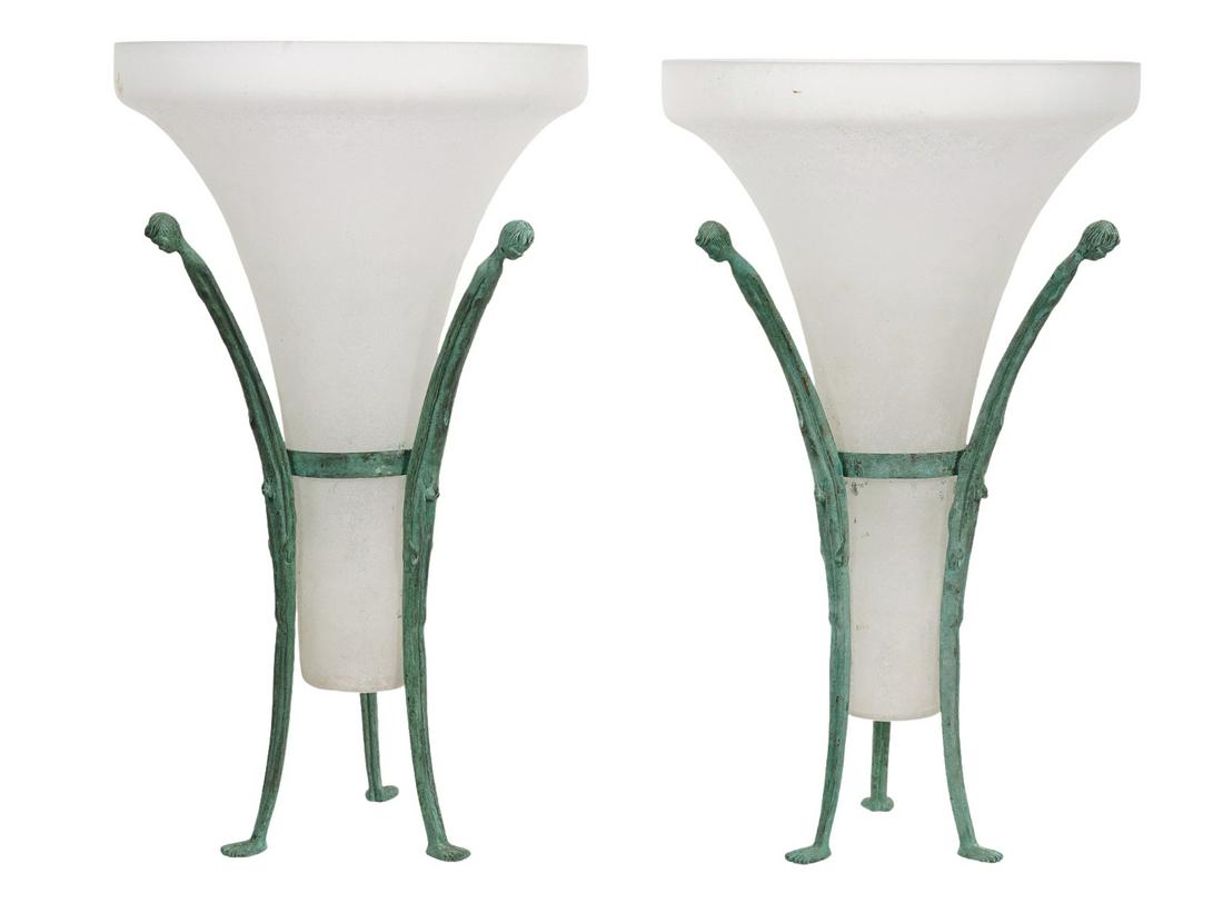 Pr. Seguso Murano Vases in Verdigris Tripod Bases (1 of 10)