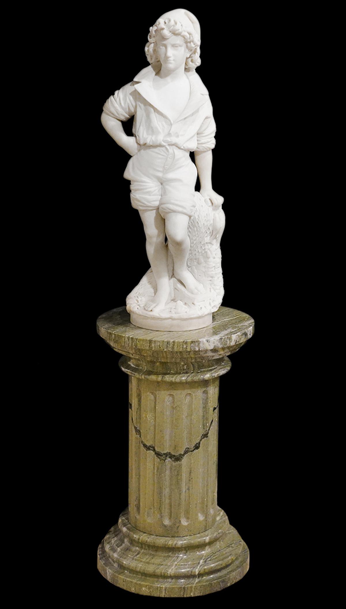F. Vichy Sculptured White Marble 'Fisherboy' (1 of 11)