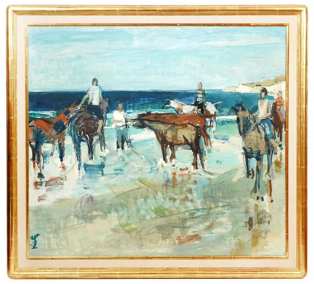 Roger Kuntz 'Horses On Laguna Beach' Oil Painting (1 of 8)