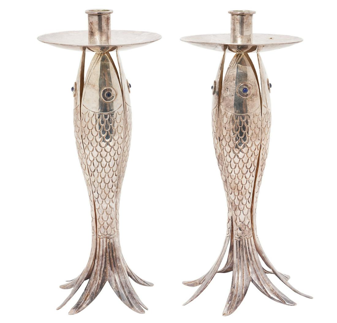 Pr. Emilia Castillo Silverplate Fish Candlesticks (1 of 8)