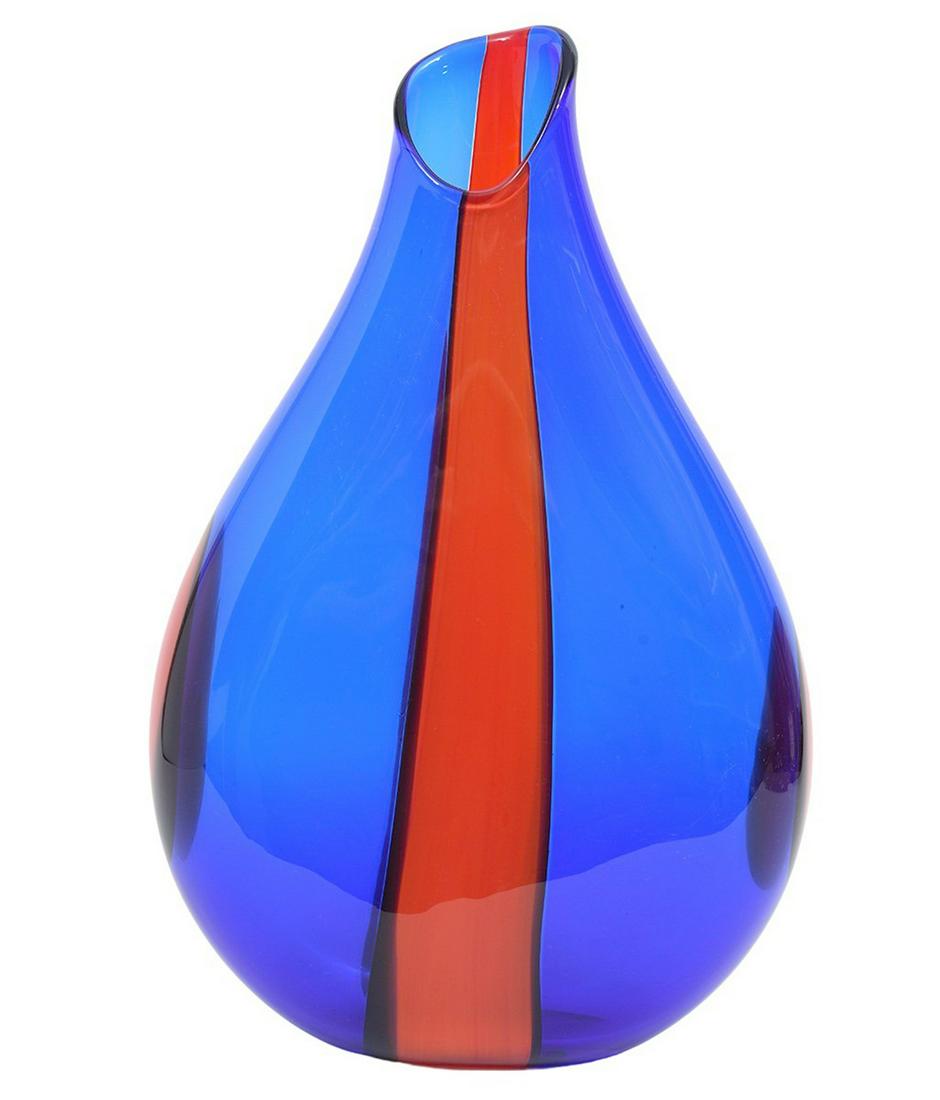Seguso Murano Art Blue & Red Art Glass Vase (1 of 8)
