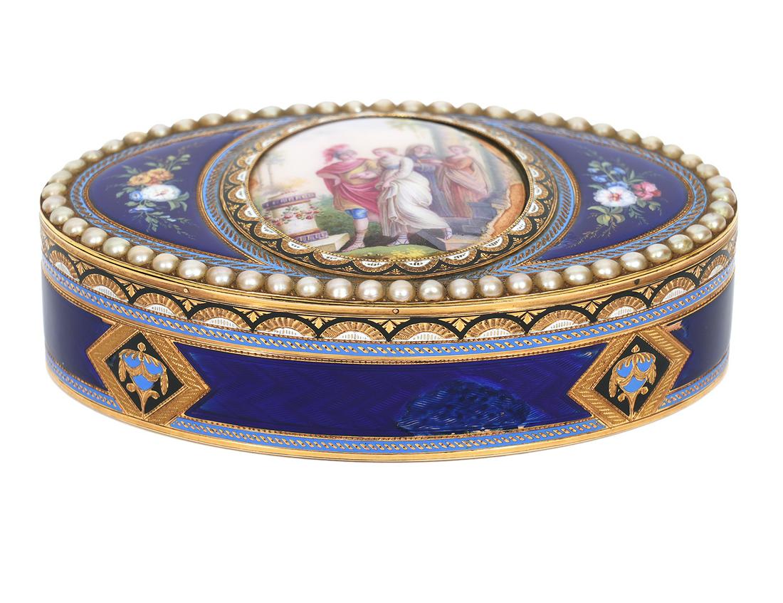 Rare Continental Antique Enamel & Gold Box (1 of 13)