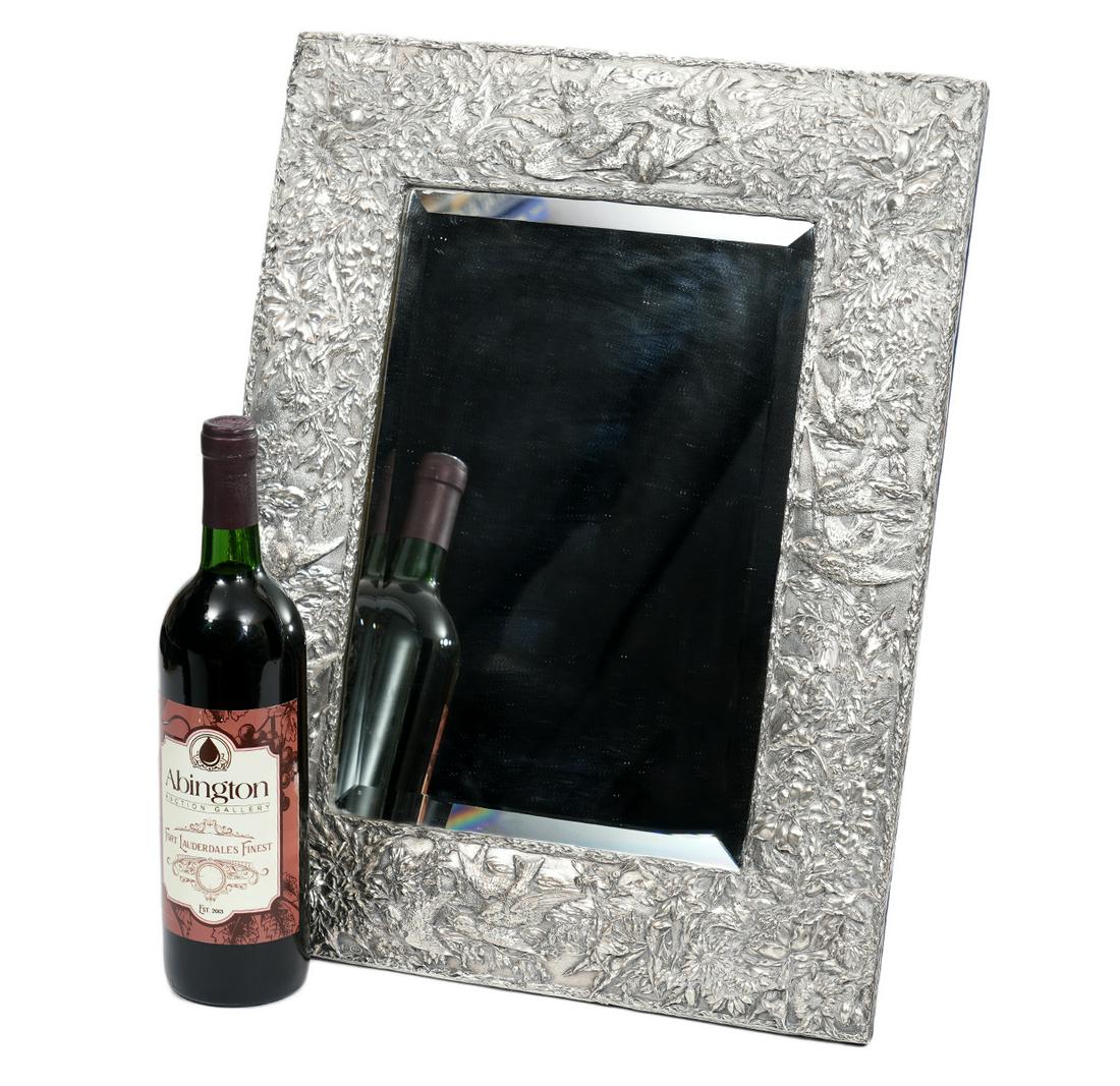 LARGE Sterling Repousse 'Springtime' Table Mirror (1 of 11)