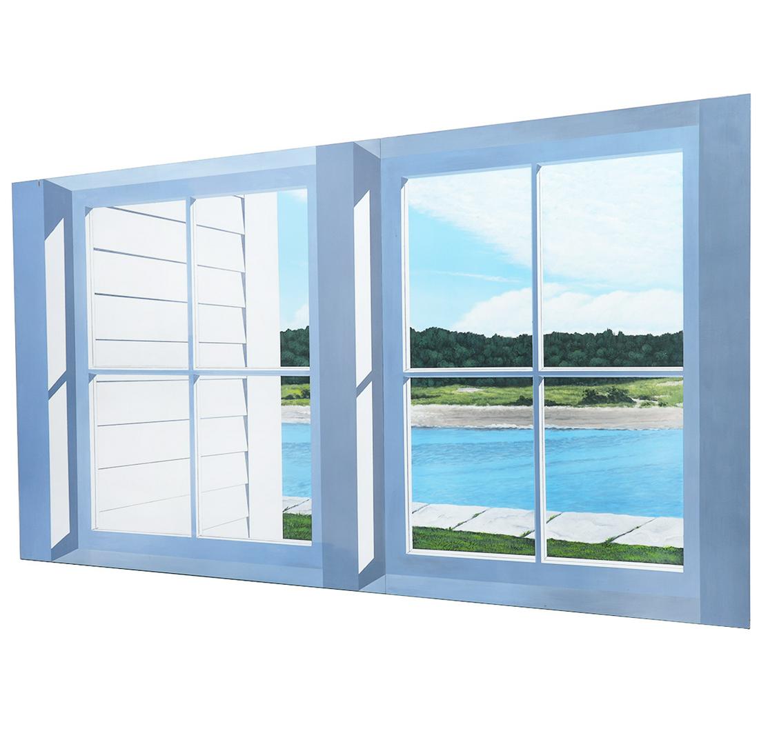 Joseph Somers 'White on Blue' 2 Panel Painting (1 of 8)