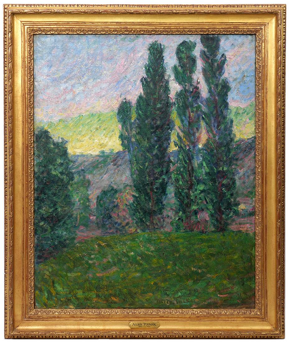 Allen Tucker 'Poplars' Landscape Oil Painting (1 of 10)