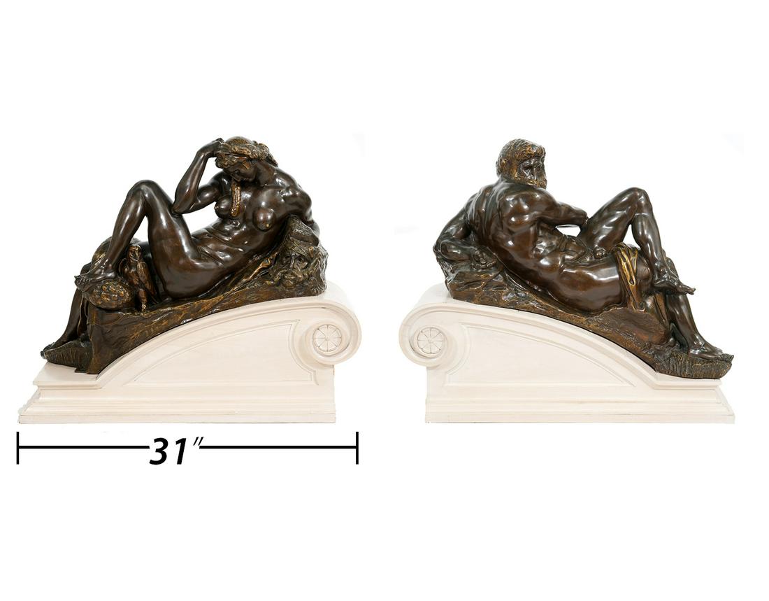 2 Large Bronze Figures 'Night and Day' A. Collas (1 of 12)