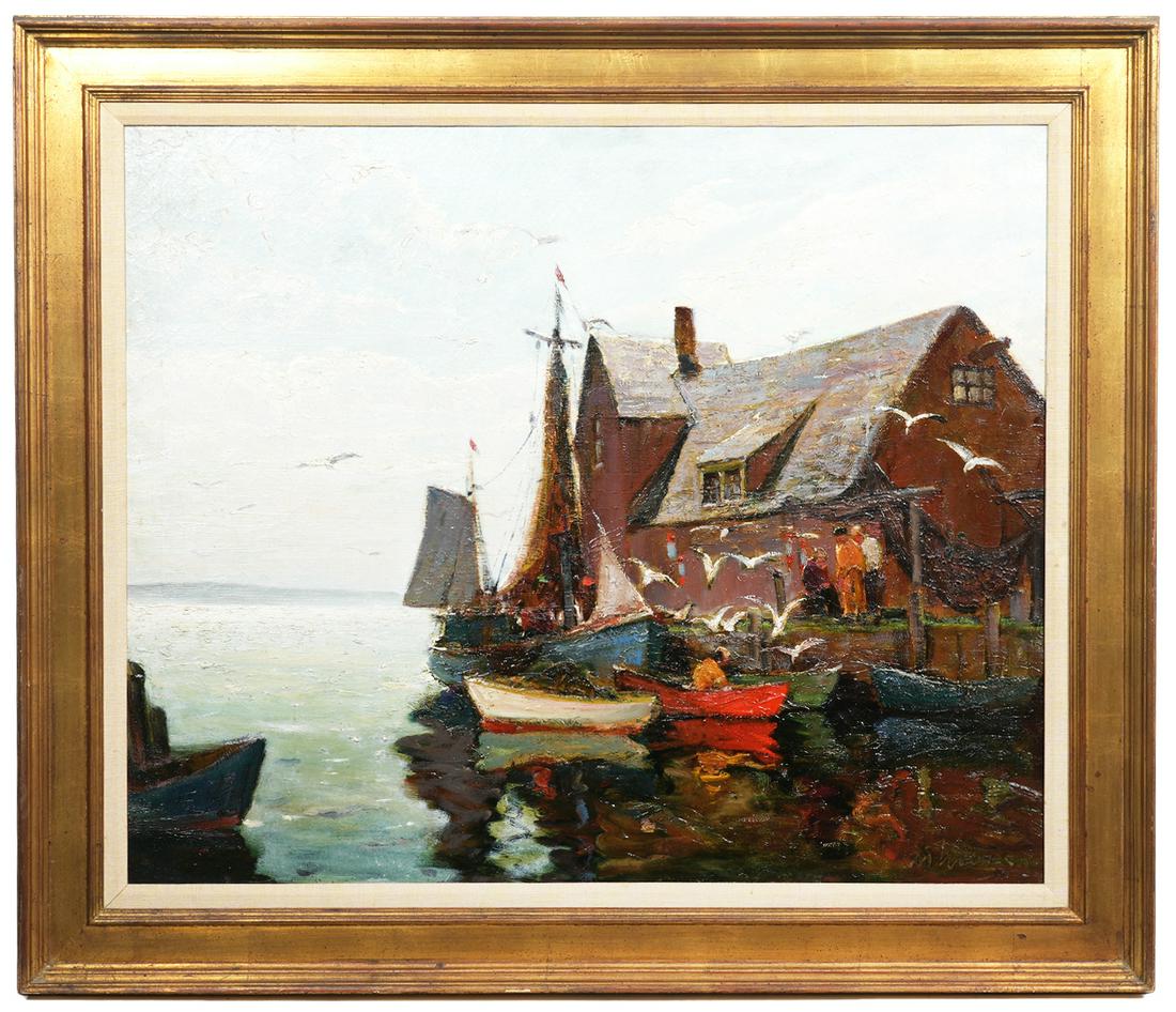 Anthony Thieme 'Rockport Fish House' Oil Painting (1 of 13)