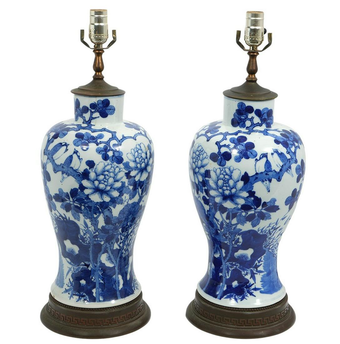 Pr. Chinese Blue & White Porcelain Table Lamps (1 of 10)