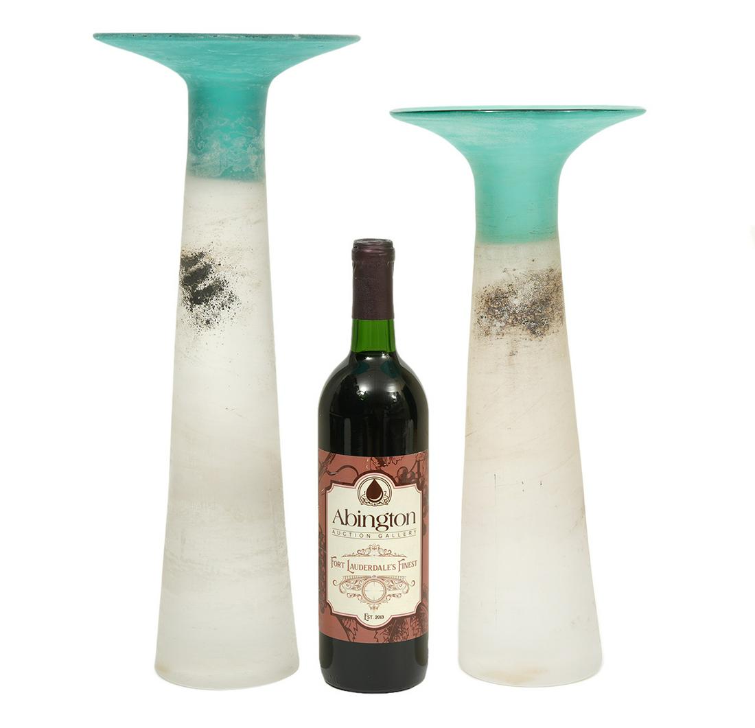 2 Murano Cenedese Candlesticks in Scavo Glass (1 of 8)
