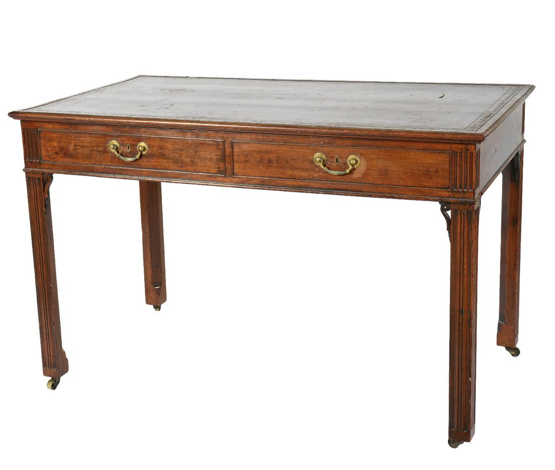 English Mahogany Late 18th C. Leather Top Desk (1 of 11)
