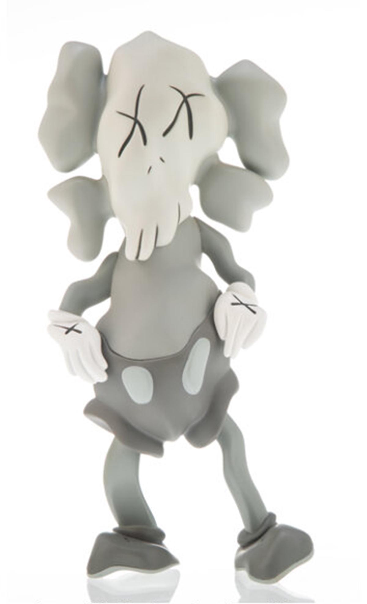 KAWS X Robert Lazzarini (Grey) Companion Figurine: KAWS by Robert Lazzarini Companion figurine. Grey, 2011. Comes in original box and packaging. Box is 10.25" H x 6.75" W x 5" D. We do guarantee the authenticity of each KAWS figurine, they are from a