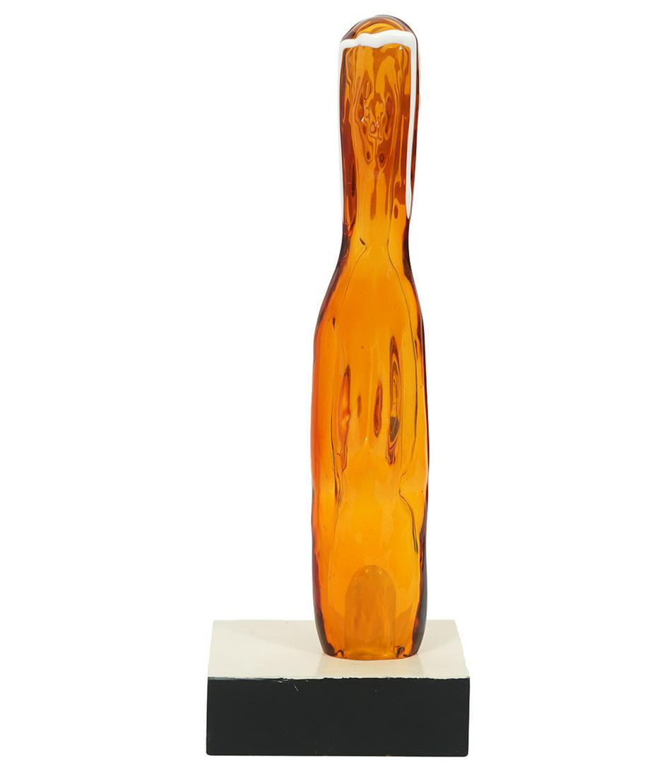 Robert Willson Amber Murano Art Glass on Stand (1 of 10)