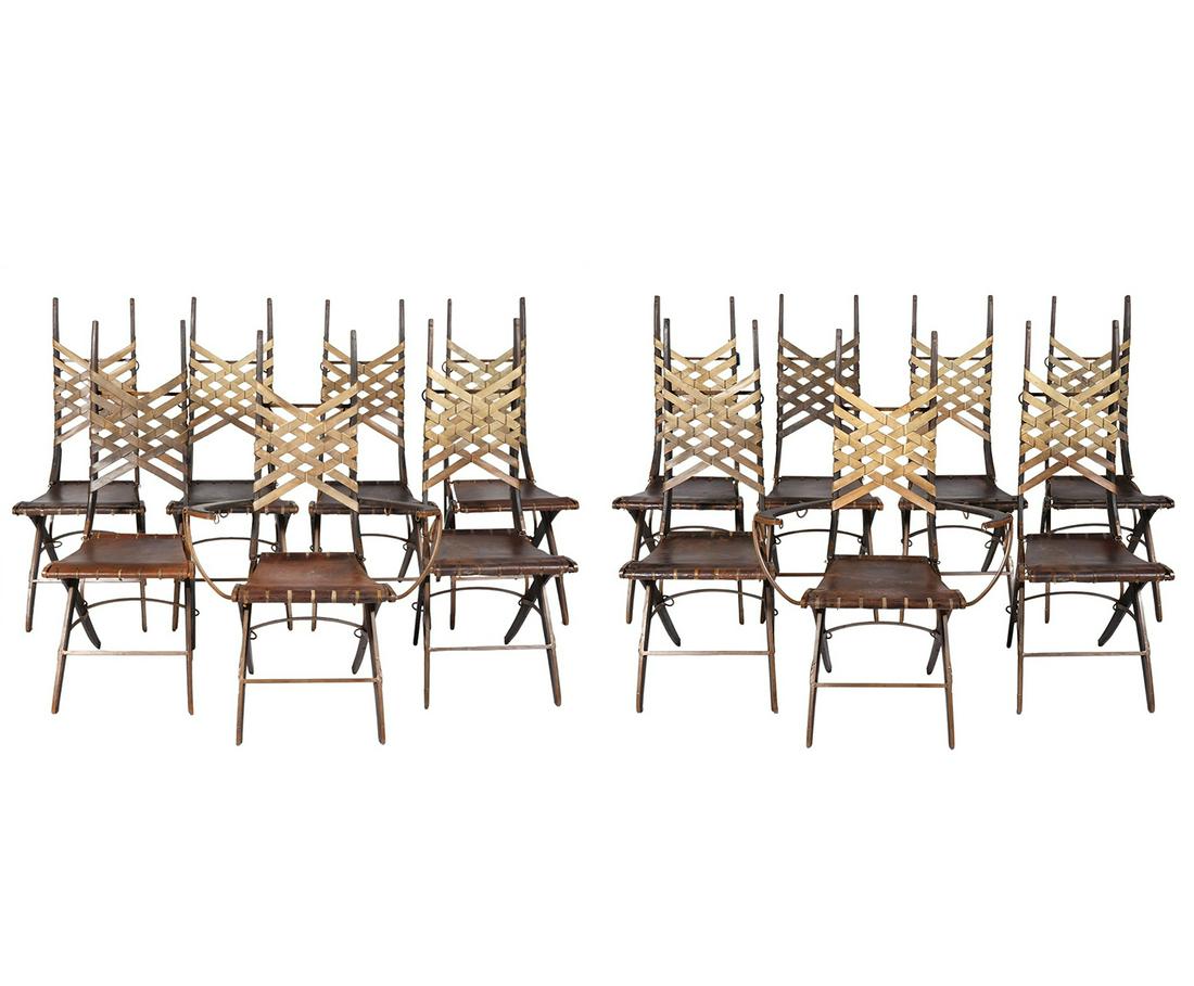 14 Alberto Marconetti Leather & Iron Dining Chairs (1 of 20)