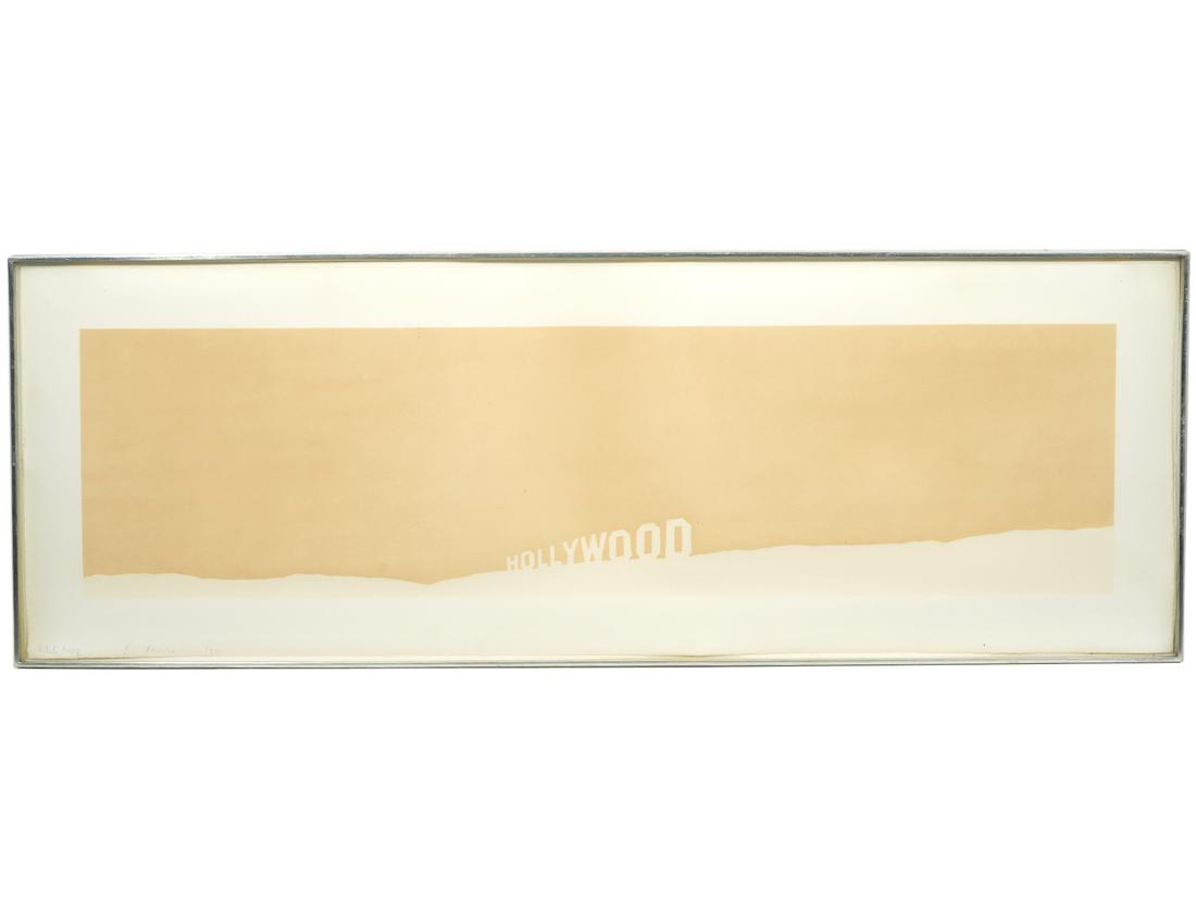 Ed Ruscha 'Fruit Metrecal Hollywood' AP: Ed Ruscha, American (Born 1937). Screenprint in colors on Copperplate Deluxe paper, mounted in thin chrome frame. Published and printed by Cirrus Editions, Los Angeles, 1970. Signed, dated, numbered l