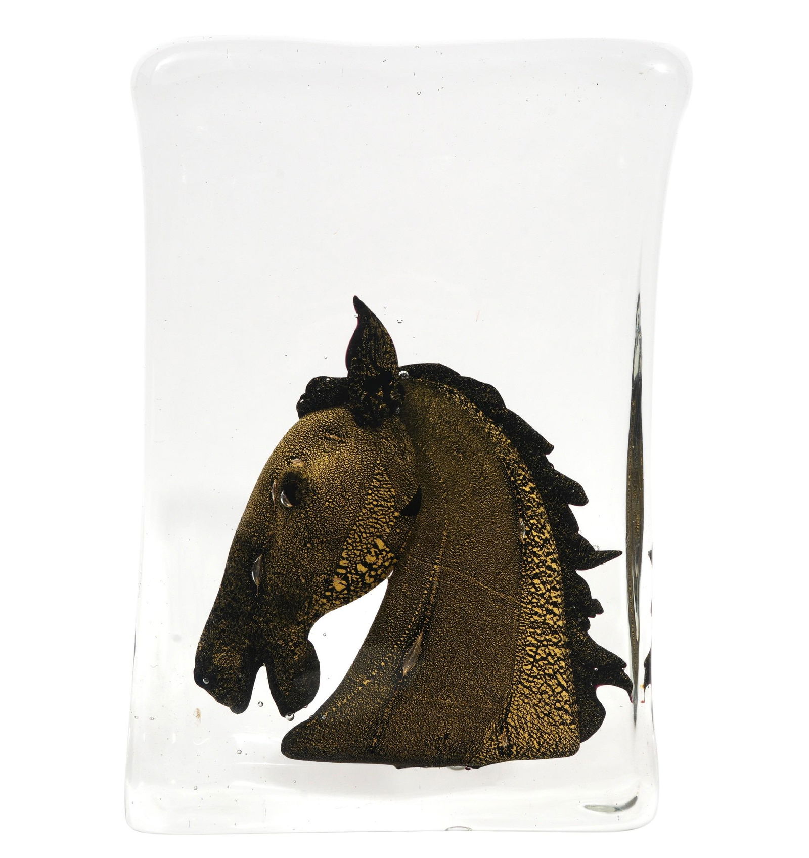 Attributed to Barbini Murano Glass Block with Horse Head (1 of 7)