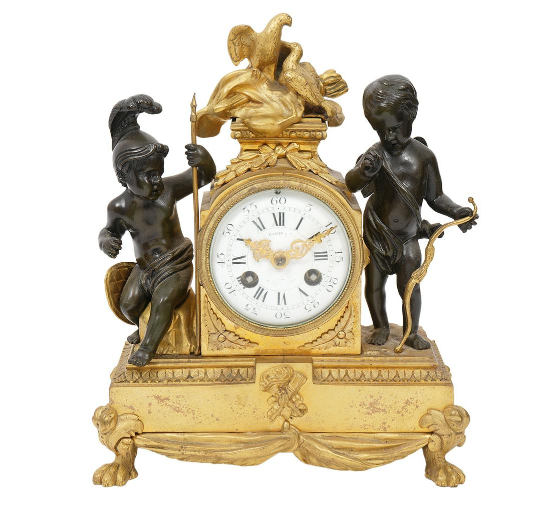 French 19th C Caisso Bronze & Putti Mantel Clock (1 of 11)