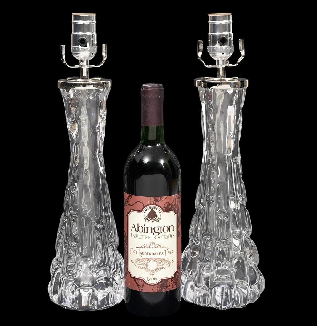 Pair Orrefors Crystal Table Lamps (1 of 5)